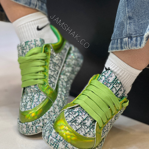 کتونی زنانه ونس Dior فول نگین سفید سبز سایز 37 تا 41